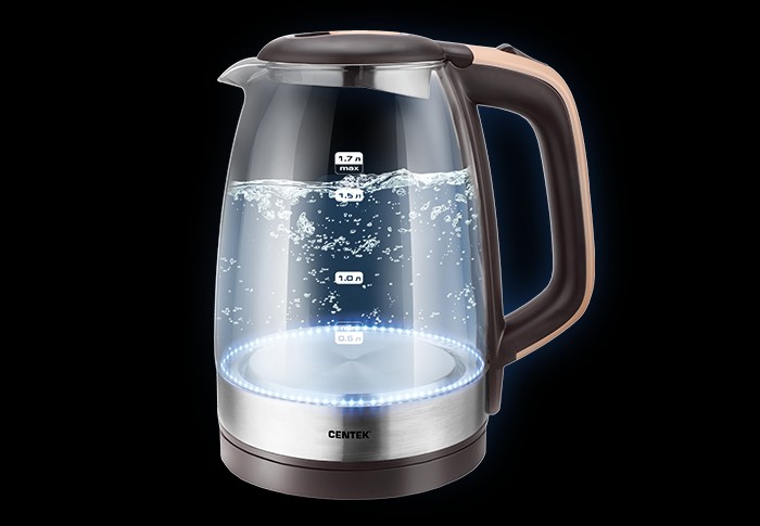 чайник Centek СТ-0065 1,7л дисковый 2200Вт стекло, подсветка /СенК