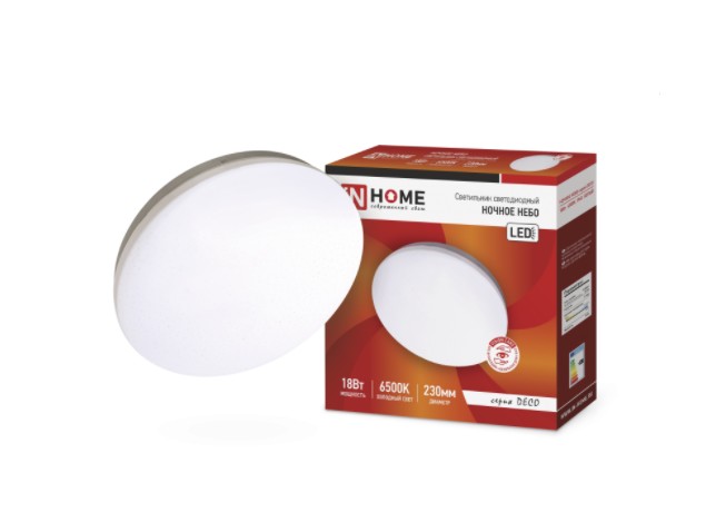 светильник потолоч. ASD/InHome светодиод. 18W(1170lm) DECO НОЧНОЕ НЕБО 3495 6500K (хол.свет) 6К 260*55мм/ЭлТ/20