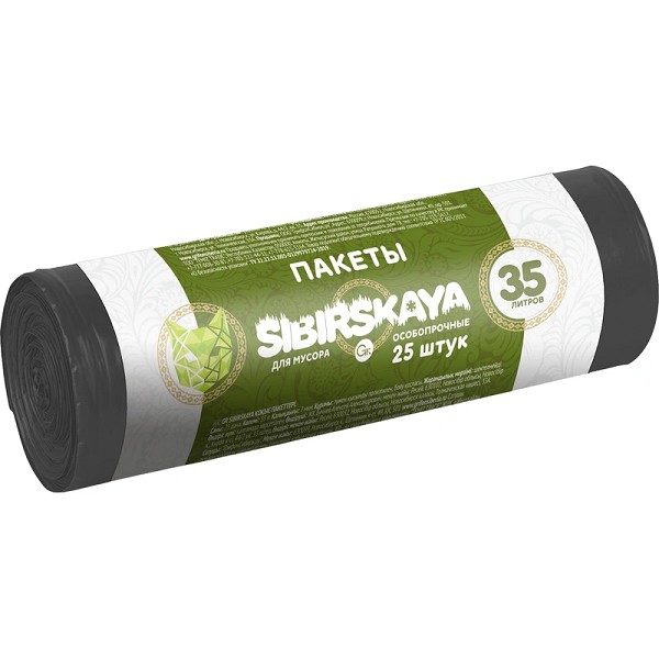 пакеты для мусора 35л 25шт Grifon SIBIRSKAYA рулон 7мкр/101-003/Оптер/40