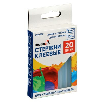 стержни клеевые d 7,2*100 мм 20шт HEADMAN/РОКОТ/Г-Ц/5