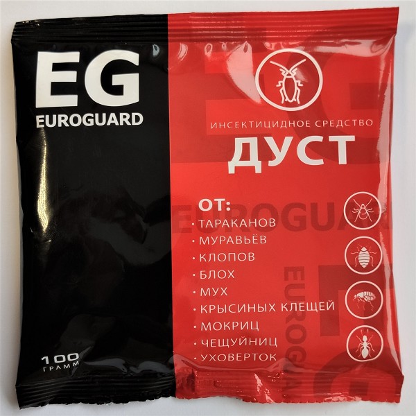 инс Дуст от таракан/муравьев/блох/клопов/мух Evroguard 100гр/ВД/50
