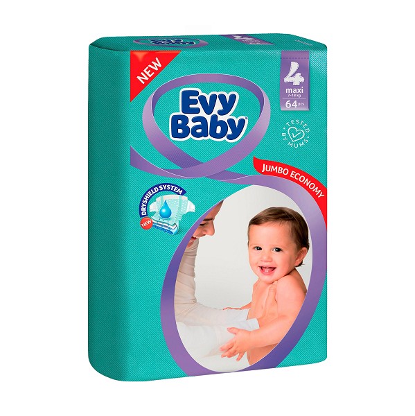 подгуз EVY BABY МИДИ (3) 64шт (5-9кг)/EVYAP подгуз/4
