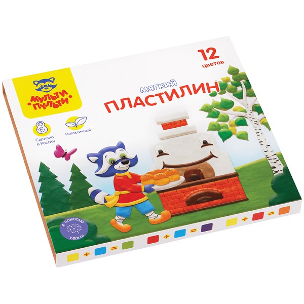 пластилин 12цв. Енот в сказке 144гр со стеком Мульти-Пульти 328896/Рел/20