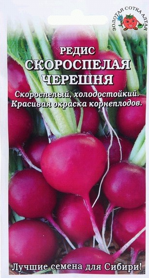 семена Редис Скороспелая Черешня Золотая ЦП 1гр раннеспел, кругл, фиолет/ЗолС/10