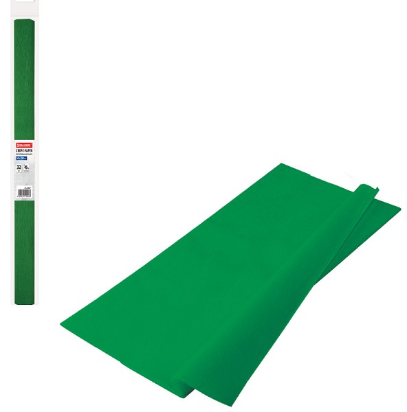 бумага подел.креп (гофрир.)50*250 Темно-зеленая плотная в рулоне.растяж.45% Brauberg/СМН/10
