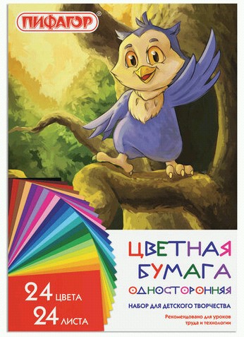 бумага цв А4 24л/24цв. Совенок Пифагор/СМН/60