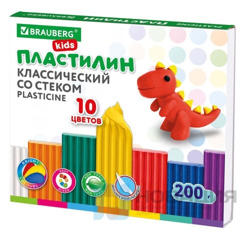 пластилин 10цв. KIDS со стеком 200г/СМН/20