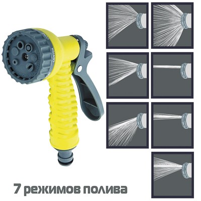 пистолет для шланга 7 реж. с эргономич. ручкой, пластик INBLOOM/Г-Ц/24
