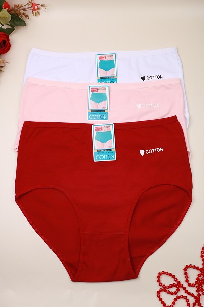 трусы жен. Cotton (Ba-My) 902 Однотон. р.11XL(62-64) с сердечком микс (95%хлопок5%спанд)/Текс