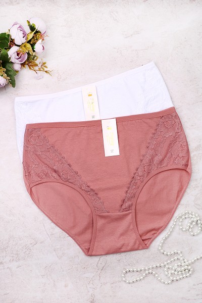 трусы жен. Yinglang 1082 Однотон. р. 8XL(54-56) с кружевом микс(95% хлопок, 5% спандекс)/Текс