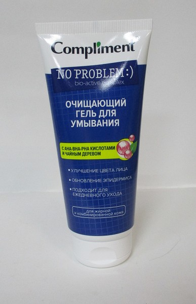 гель д/умывания Compliment No Problem Очищающий, с AHA-BHA-PHA кислотами и чайным деревом, 200 мл./Тим/12