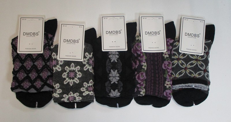 носки жен. DMDBS Цветы р.36-41 черн. микс (80% хлопок, 15% /а, 5% спанд.) лето/Текс/10