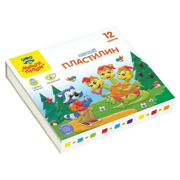 пластилин 12цв. Дракончик. Енот в сказке 120гр  Мульти-Пульти 328895/Рел/48