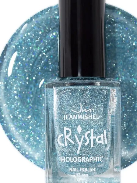 лак д/ногтей   Жанмишель CRYSTAL 6мл с блестками №727 голубой блестящий/ЖМш/24