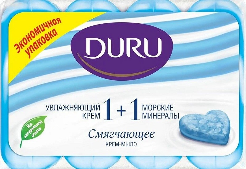 мыло туал. крем Дуру 1+1 4х80г экопак Морские минералы/EVYAP/12