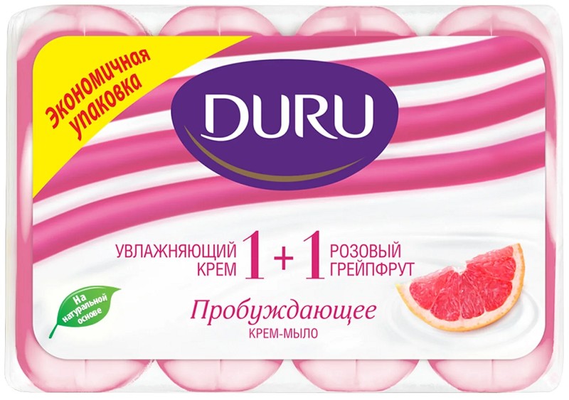 мыло туал. крем Дуру 1+1 4х80г экопак Розовый Грейпфрут/EVYAP/12
