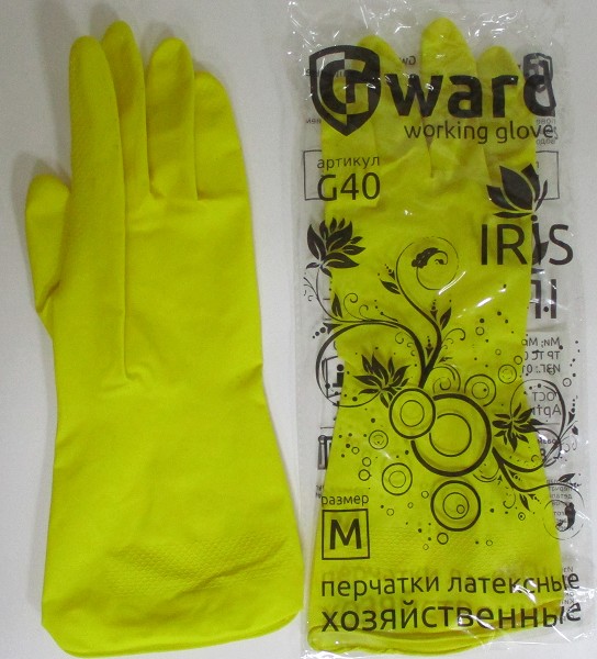 перчатки резиновые (латексные)Gward Iris M ЖЕЛТЫЕ/ХозТовар/240x12