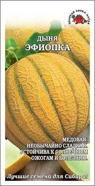 семена Дыня Эфиопка БП 0,3гр Крупные сладчайшие дыни. среднеран 2,3-2,8 овал-кругл./ЗолС/20