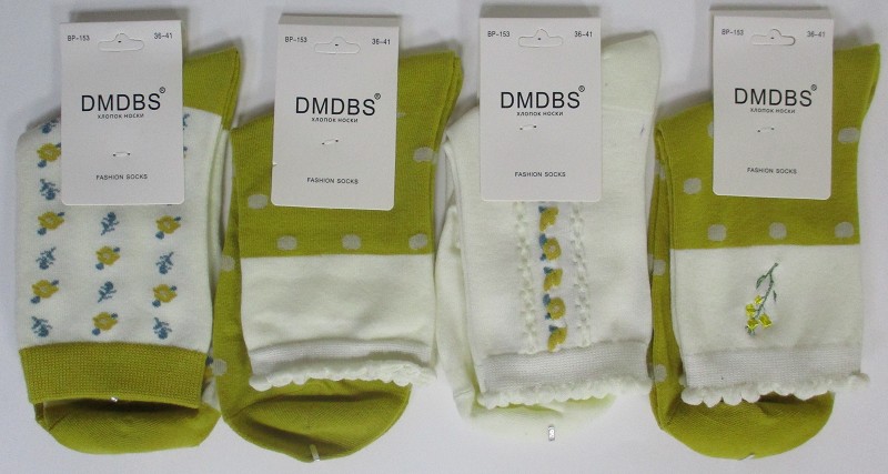носки жен. DMDBS Узор р.37-41молоч, горчич. (хлопок80% п/а15% спандекс5%) лето/Текс/12