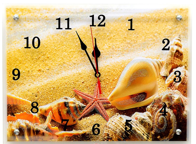 часы настен 30*40см природа Морские ракушки B7/Сюжет