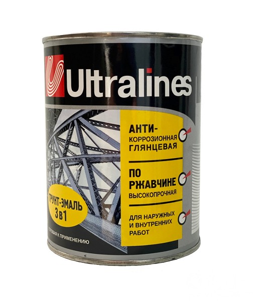 грунт-эмаль на ржавчину 3в1 синяя 0,8кг Ultra Lines/Радуга/14