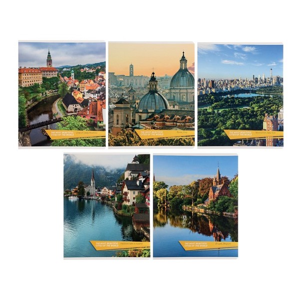 тетрадь 48л линия А5 Города мира, офсет, уф-лак, в асс.167117/КанцБ/60x20