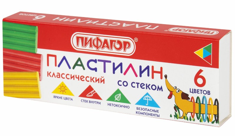 пластилин  6цв. Веселая такса 90г со стеком/СМН/56