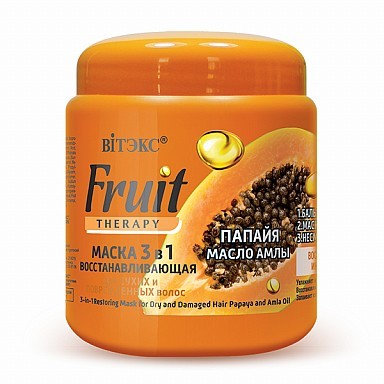 маска д/волос Fruit Therapy восстанавливающая 3в1 450мл Папайя/Амлы, для сухих и поврежд. банка (0458)/БелВит/18