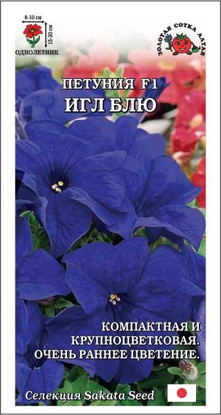 семена цветы Петуния Игл Блю ЦП 10шт h-15-20см d-8-10см/ЗолС/10