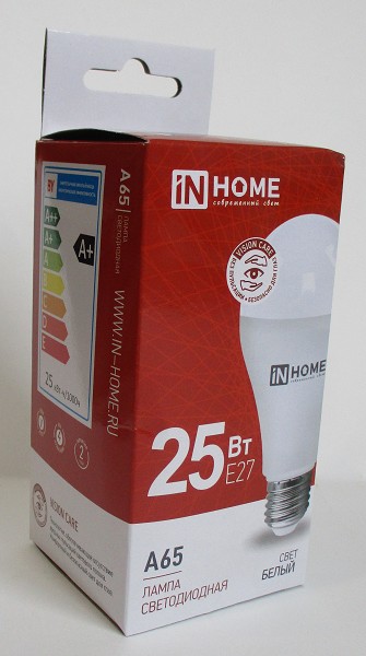 энерго лампа светодиод. 25Вт(~250Вт) Е27/4000К ASD inHome VC ЛОН А65 (бел.свет) без пульсации/ЭнЛ/10