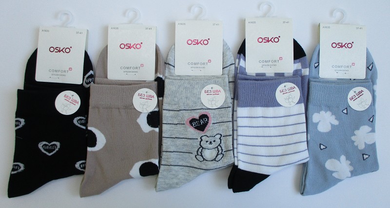 носки жен. OSKO Мишки р.37-41микс (90%хлоп7%п/а3%спанд) лето/Текс/10