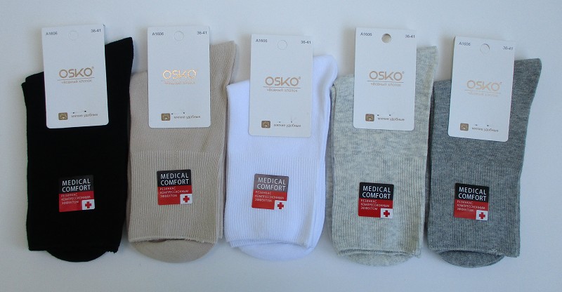 носки жен. OSKO Однотон р.36-41без резинки Серые (90%хлоп7%п/а3%спанд) лето/Текс/10