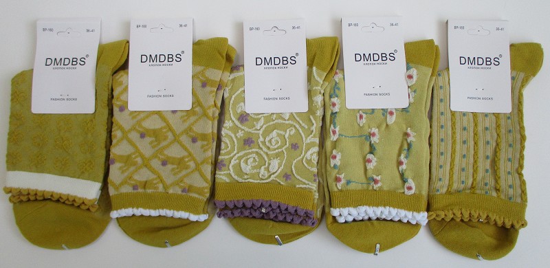носки жен. DMDBS Горчичный р.37-41/23-27 с рис. микс (хлопок80% спандекс5% па15%) лето/Текс/10