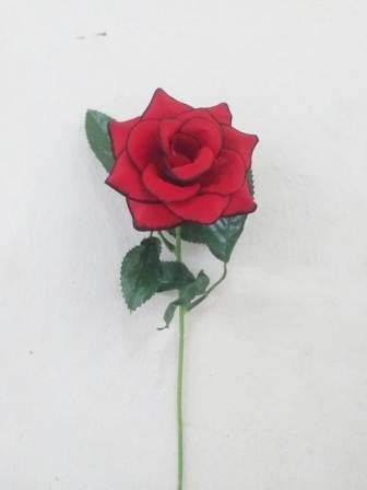 цветы иск. Роза бархат с листьями №20 55см d-9см микс/ХозТР