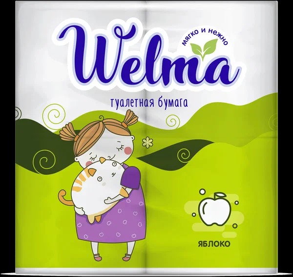 туал/бумага ВЕЛМА 2-х слойная 4шт Яблоко/ПЮ/12