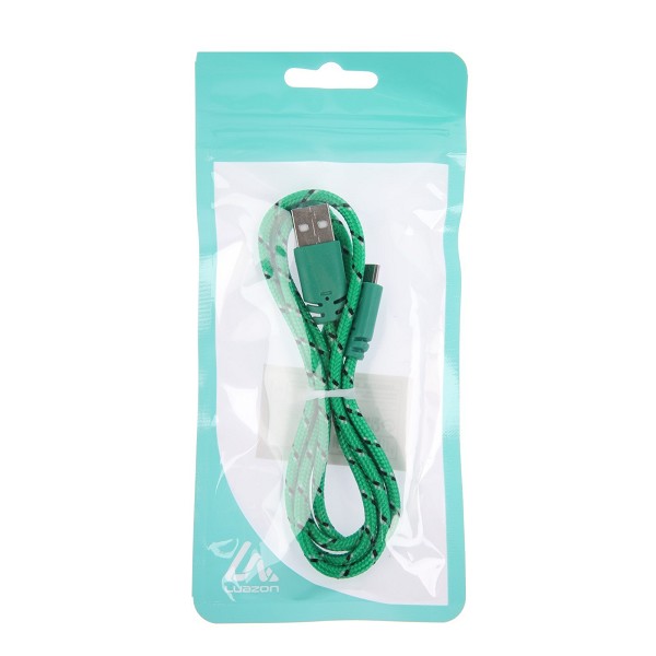 кабель LuazON, microUSB - USB, 1 А, 0,9 м, оплётка нейлон, зелёный/С-Л