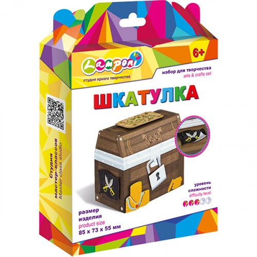 набор д/творчества Шкатулка.Тайны пиратов (дет.из картона, красочные карточки, клей, скотч)/КанцБ