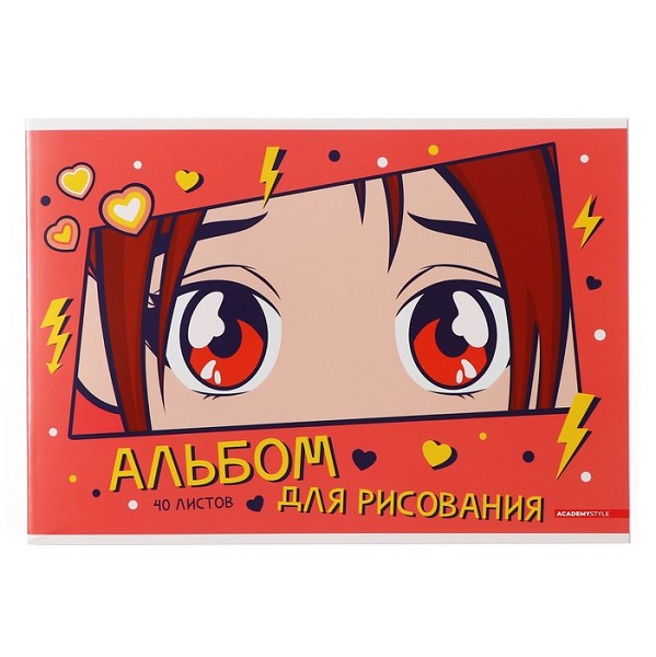 альбом д/рис 40л А4 Аниме глаза, на скрепке, ВД лак/КанцБ/30