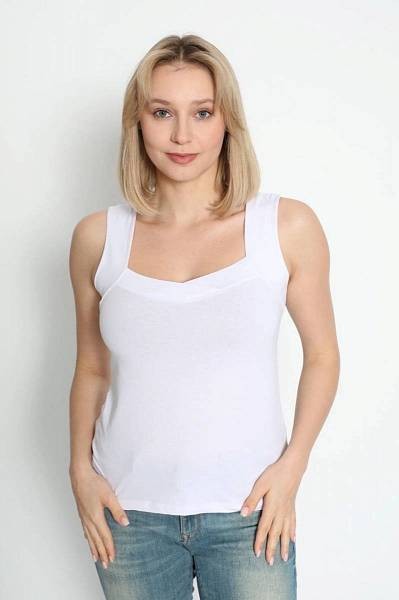 майка жен. Missemma 10023 Белый р.4XL (52-54)  (100% хлопок) 211183/Чер