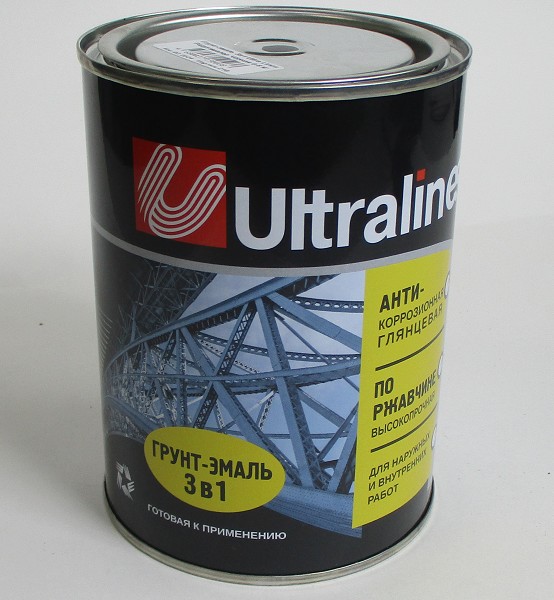грунт-эмаль на ржавчину 3в1 черная 0,8кг Ultra Lines/Радуга/14