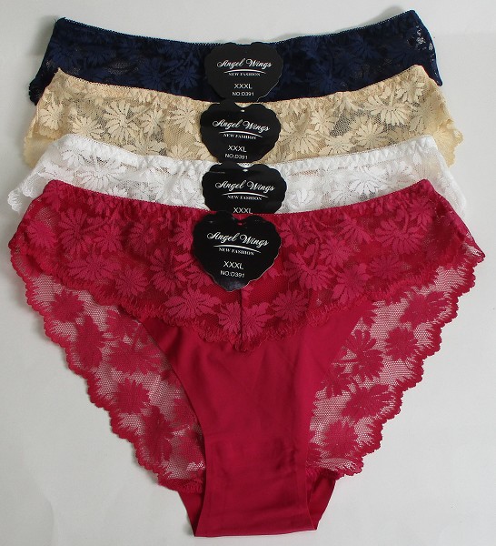 трусы жен. Angel Wings 391 2XL(44-46) кружево микс (85%%нейлон15%спандекс)/Текс
