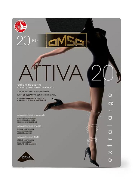 колготки жен. Omsa Attiva 20D 6 nero (черный)/Omsa/10