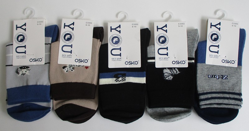 носки дет. д/мал. OSKO Рисунок р.22-24 (35-38/13-14л) микс (90%хлопок7%па3%спанд) лето/Текс/10