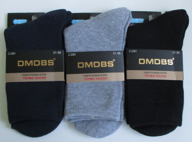 носки подр. д/мал. DMDBS Однотон р.31-36 махровые микс (80%хлопок15%па 5%спанд) теплые/Текс/10