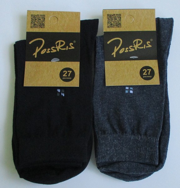 носки муж. PossRiss р.27 (43-44) с рис, микс (75%хлопок 20%пэ 5%эластан) лето 55Р/Текс/30
