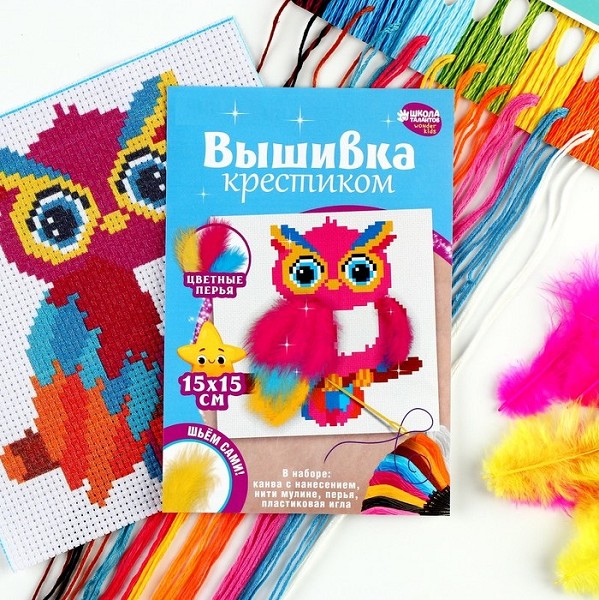 набор д/творчества Вышивка крестиком «Волшебная сова» 15*15 см/С-Л/24