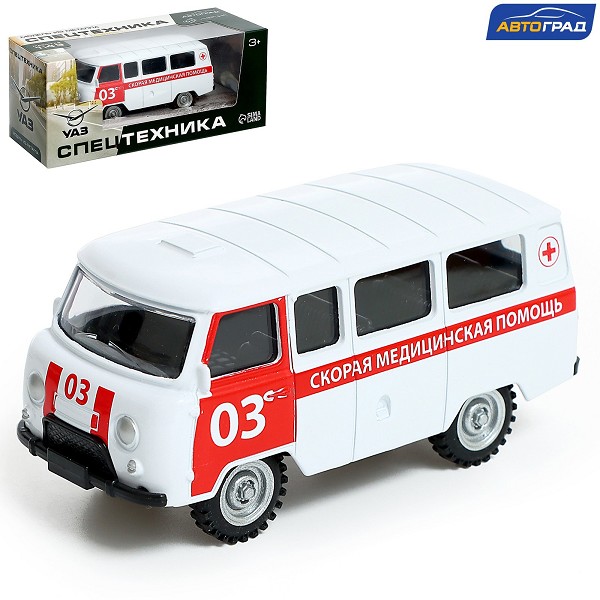 игрушка машина УАЗ 3962 Скорая помощь инерц. метал. 10*4,5*4,5см/С-Л