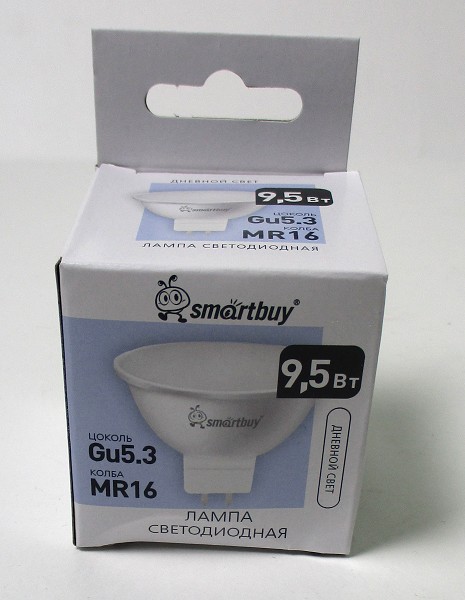 энерго лампа светодиод. Smartbuy-GU5,3 MR16 9,5Вт (~86Вт) 4000К (дневной свет)/ЭнЛ/10