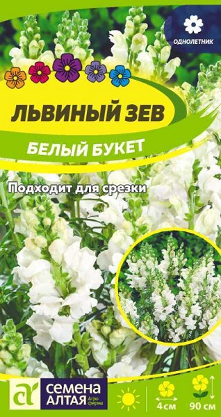 семена цветы Львиный зев Белый Букет ЦП 0.1гр однолет.средн h-90см d-4см/СемАлт/10