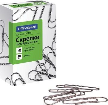 скрепка канц 50мм 50шт гофрир. к/к 371629/Рел